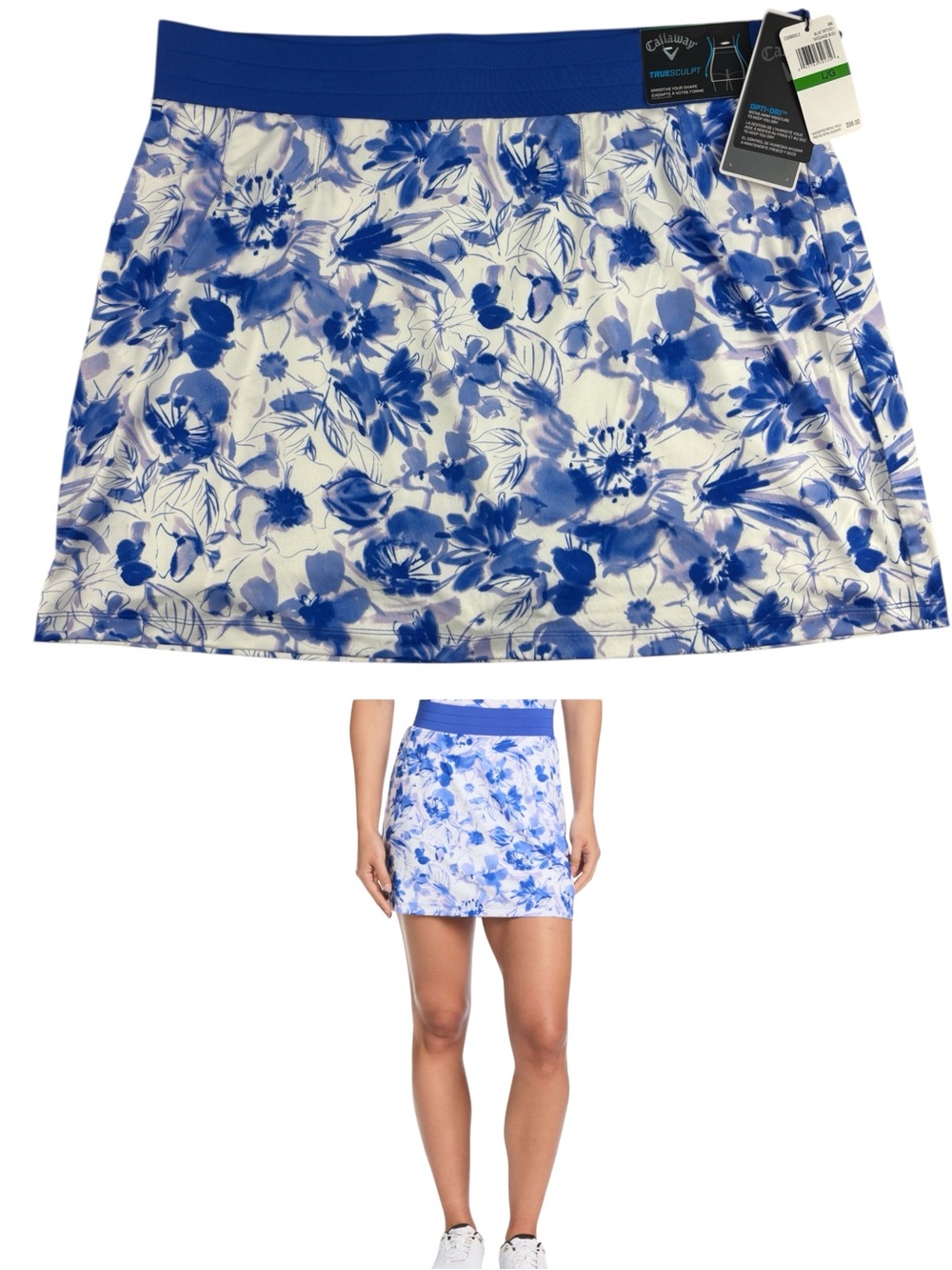Callaway Womens TrueSculpt Blue Floral Golf Skort Size Large NWT